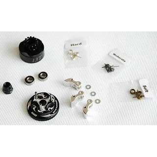 Alpha Plus Alpha Clutch Combo Set (13T Vented Clutch Bell +Bearing 5*10 ( 2pcs) + 34 mm Flywheel(Black) + 3pc Type cluth shoe (Alum) with 3 different springs and washers + Clutch Nut