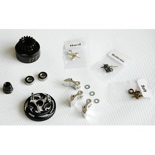 Alpha Plus Alpha Clutch Combo Set (17T Vented Clutch Bell +Bearing 5*11 ( 2pcs) + 34 mm Flywheel(Black) + 3pc Type cluth shoe (Alum) with 3 different springs and washers + Clutch Nut