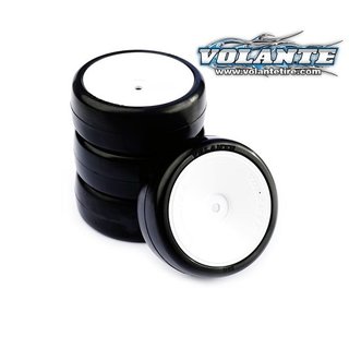 Volante V5 1/10 TC Tough Hybrid Rubber/ Reifen verklebt auf Felge weis 4St.