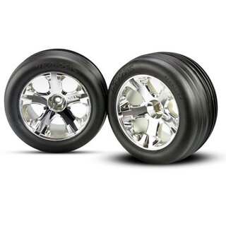 TRAXXAS Rillen Reifen auf All-Star 2.8 Felgen chrom vorne...