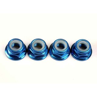 TRAXXAS Stopp-Mutter mit Flansch Aluminium blau 5mm (4)