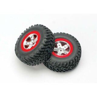 TRAXXAS SCT Reifen auf 2.2/3.0 Felge satin-chrom/rot (2)