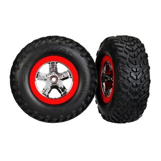 TRAXXAS SCT Reifen S1 auf 2.2/3.0 Felge chrom/rot (2)