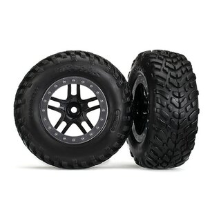 TRAXXAS SCT Reifen auf 2.2/3.0 Felge schwarz/satin-chrom vorne (2)