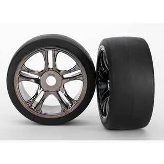 TRAXXAS Slick-Reifen S1 weich auf Felge schwarz-chrom vorne (2)