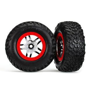 TRAXXAS SCT Reifen auf SCT 2.2/3.0 Felgen chrom/rot (2)