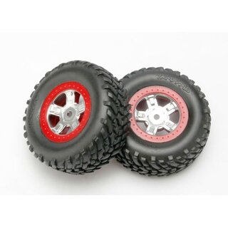 TRAXXAS SCT Reifen auf Felgen satin-chrom/rot (2)