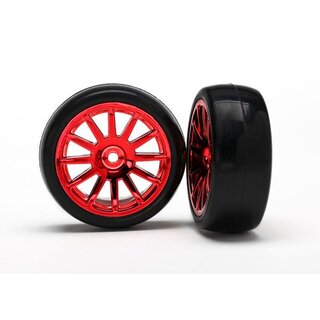 TRAXXAS Slick-Reifen auf 12-Speichenfelge rot-chrom (2)