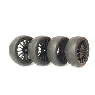 Kyosho VERKLEBTE REIFEN FW06 AUDI R8 1:10 (2) - SCHWARZ