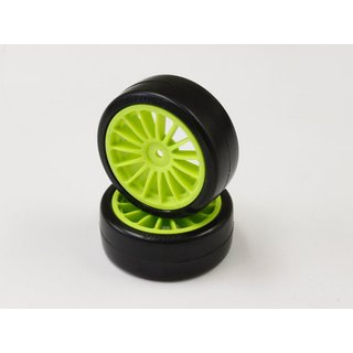 Kyosho VERKLEBTE DRITFREIFEN  FAZER VE-X 1:10 (2) - GRUEN FLUORESZ.