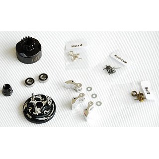 Alpha Plus Alpha Clutch Combo Set (14T Vented Clutch Bell +Bearing 5*10 ( 2pcs) + 34 mm Flywheel(Black) + 3pc Type cluth shoe (Alum) with 3 different springs and washers + Clutch Nut