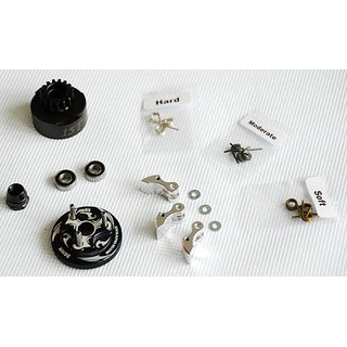 Alpha Plus Alpha Clutch Combo Set (15T Vented Clutch Bell +Bearing 5*11 ( 2pcs) + 34 mm Flywheel(Black) + 3pc Type cluth shoe (Alum) with 3 different springs and washers + Clutch Nut