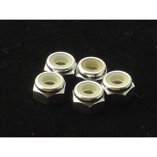 Hiro Seiko 4mm Alloy Nylon Nut  [Silver] ( 5 pcs)