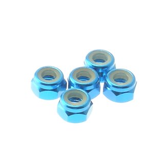 Hiro Seiko 4mm Alloy Nylon Nut  [T-Blue] ( 5 pcs)