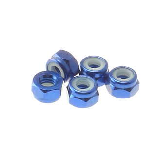 Hiro Seiko 4mm Alloy Nylon Nut  [Y-Blue] ( 5 pcs)