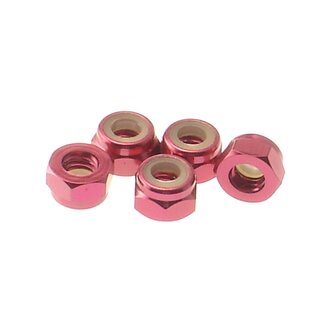 Hiro Seiko 4mm Alloy Nylon Nut  [Red] ( 5 pcs)