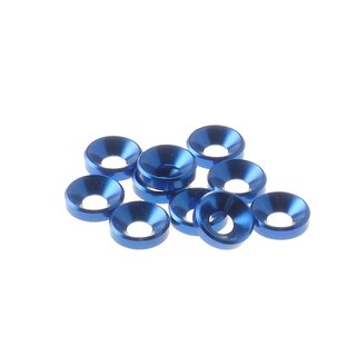 Hiro Seiko 4mm Alloy Countersunk Washer  [YOKOMO-Blue] ( 10 pcs)