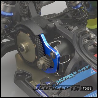 Jconcepts B6.3 | T6.2 | SC6.2, 3-gear laydown | layback transmission motor plate - honeycomb - blue