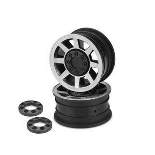 Jconcepts Vengeance - 1.9 Vaterra Ascender 12mm glue-on wheel - (black w/ silver face plating) - 2pc.