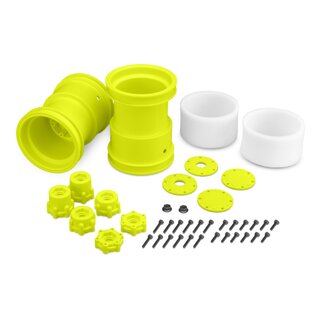 Jconcepts Tribute - 2.6 x 3.6 Monster Truck wheel w/ adaptors (yellow) - 2pc. 