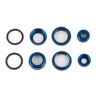 Team Associated FT 10 mm Shock Caps and Collars, blue aluminum