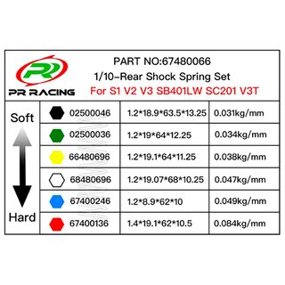 PR Racing 1/10 Rear Shock Spring(Black) (2pcs)0.031kg/mm For Type R