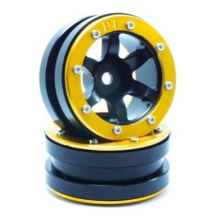 Absima Beadlock Wheels PT- Wave Schwarz/Gold 1.9 (2 St.)