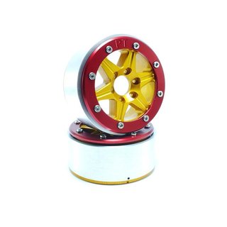 Absima Beadlock Wheels SIXSTAR gold/rot 1.9 (2 St.) ohne Radnabe