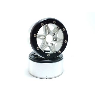 Absima Beadlock Wheels SIXSTAR silber/schwarz 1.9 (2 St.) ohne Radnabe
