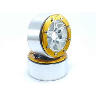 Absima Beadlock Wheels SIXSTAR silber/gold 1.9 (2 St.) ohne Radnabe