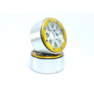 Absima Beadlock Wheels HAMMER silber/gold 1.9 (2 St.) ohne Radnabe