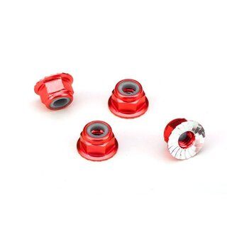 TRAXXAS M4 Muttern 4mm Alu mit gezahnten Flansch rot (4)