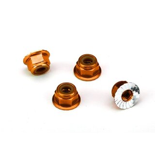TRAXXAS M4 Muttern 4mm Alu mit gezahnten Flansch orange (4)