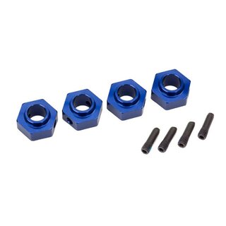 Traxxas Radmitnehmer 12mm Hex, 6061-T6 Alu blau (4) + Schraub-Pin (4