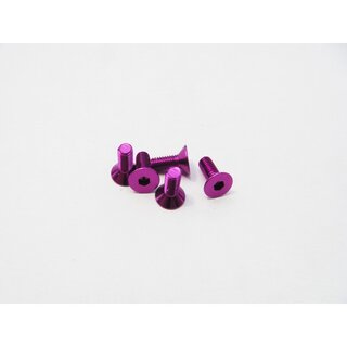 Hiro Seiko  Alloy Hex Socket Flat Head Screw M3x15  (4pcs | Purple)