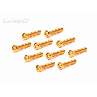CARTEN Linsenkopfschrauben M3x25mm 12.9 Gold Coating (10)