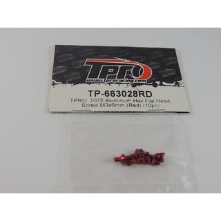 TPRO 7075 Aluminum Imbus Linsenkopf M3x6 (Rot) (10pc)
