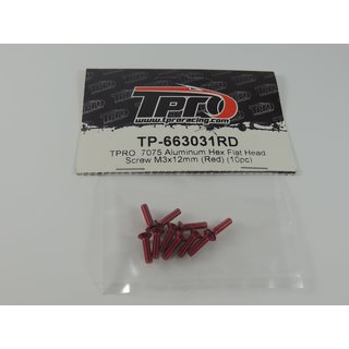 TPRO 7075 Aluminum Imbus Linsenkopf M3x12 (Rot) (10pc)