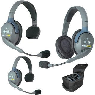 UltraLITE 3 person system w/ 3 Single Headsets, batt., charger