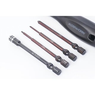 Koswork Mini-Z 4pcs Mini Car Tool Set (H1.5, N4.5, P00 & P1) 1/4 Drive Hex