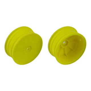 Team Associated 4WD Front Wheels, 2.2, 12mm hex, +1.5mm, fluorescent yellow