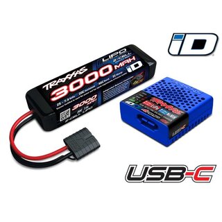 TRAXXAS Completer-Kit USBC-Multi-Chemie Lader + 2s 3000mAh 7,4V Lipo
