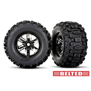 TRAXXAS Sledgehammer BELTED Reifen auf Felge schwarz-chrom (2)