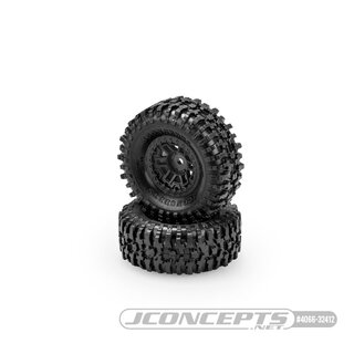 JConcepts Tusk - green compound, 57mm OD pre-mounted on #3446 wheel, black (Fits - Traxxas TRX-4M)