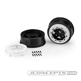 JConcepts Tremor, Slash narrow front wheel - black wheel / white beadlock - 2pc.