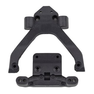Team Associated RC10B6.4 FT Front Top Plate and Ballstud Mount, angled, carbon