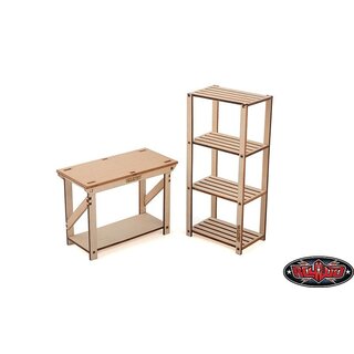 RC4WD 1/10 Wood Garage Shelves and Work Bench Set