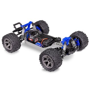 TRAXXAS Rustler 4x4 BL-2S blau 1/10 Stadium-Truck RTR nP825 BL-2S Brushless, HD-Teile mit 2827X Akku + 2920 Lader