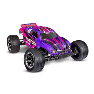 TRAXXAS RUSTLER PINK 1/10 2WD STADIUM-TRUCK RTR BRUSHED, HD, MIT AKKU UND 4AMPERE USB-C-LADER