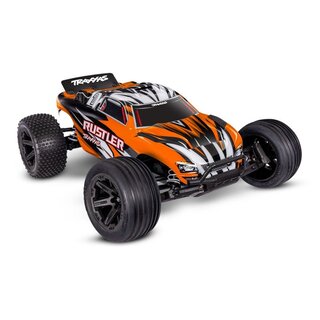 TRAXXAS RUSTLER ORANGEX 1/10 2WD STADIUM-TRUCK RTR BRUSHED, HD, CLIPLESS MIT AKKU UND 4AMPERE USB-C-LADER